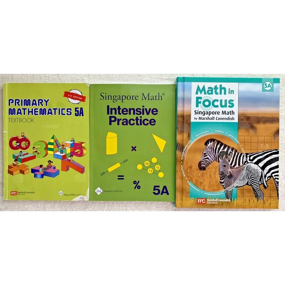 Singapore Primary Mathematics 5A Textbook Intensive Practice & Math in Focus LOT